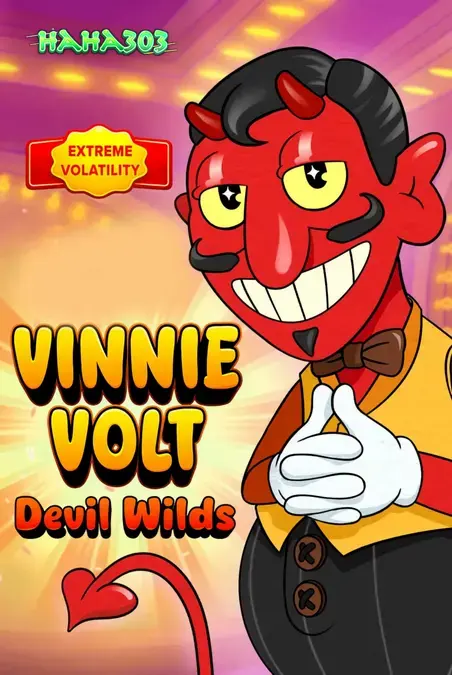 Vinnie Volt: Devil Wilds slot machine interface with cartoon devil host